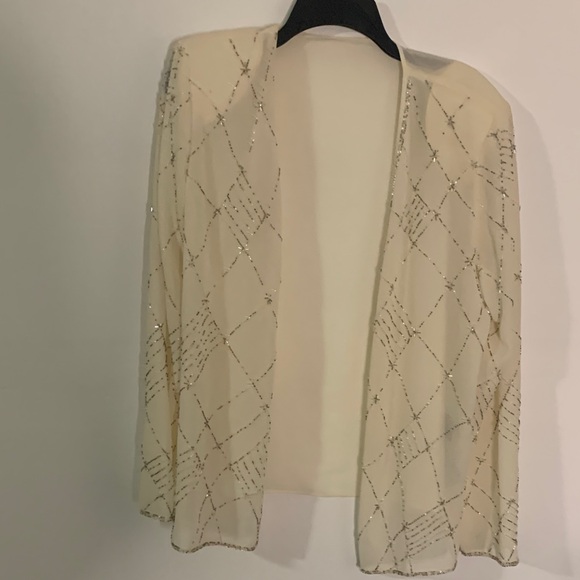 R & M Richards Jackets & Blazers - R & M Richards Cream Beaded Jacket